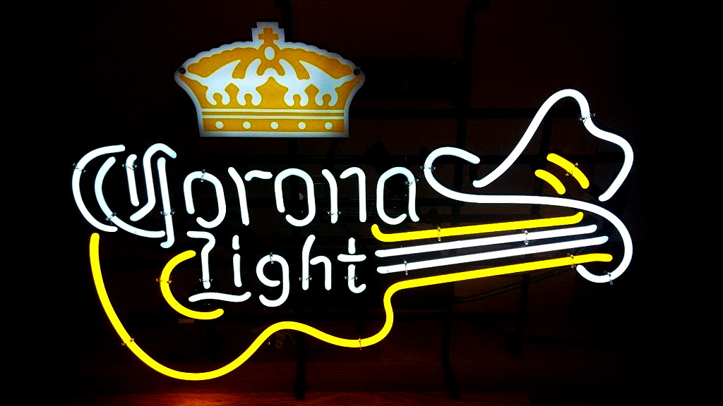 Corona Light Guitar Crown Beer Neon Sign